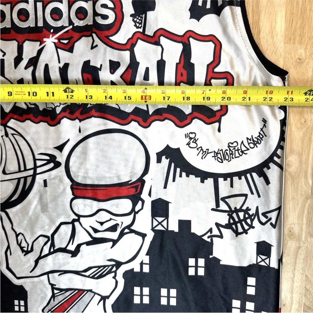 Vintage Adidas Graffiti Y2K Basketball Jersey Reversible All Over Print No. 3 - Picture 10 of 12